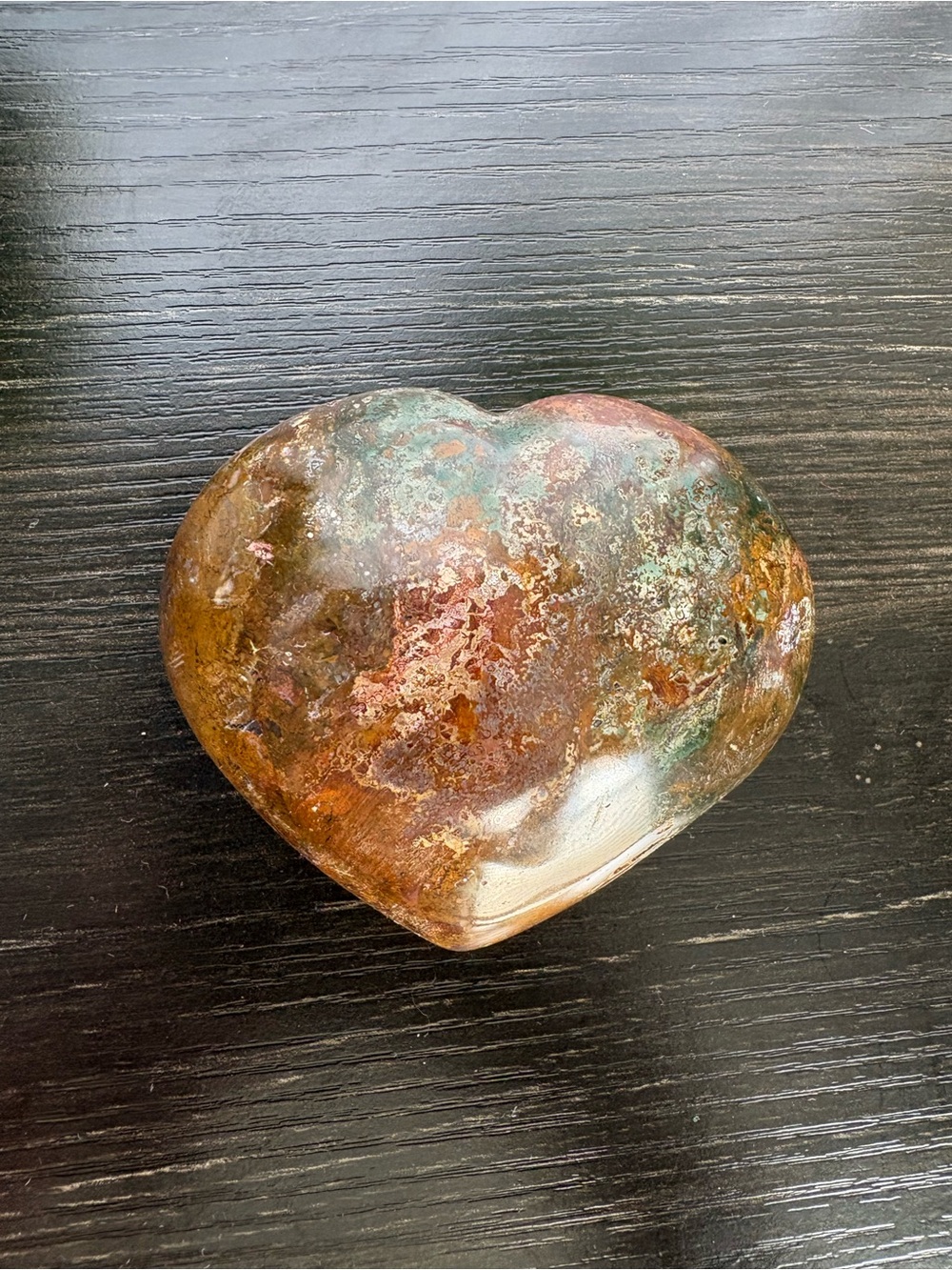 Natural Rainbow Polychrome Jasper Crystal Carving Puffy Heart Home Decor Stone - Picture 7 of 8